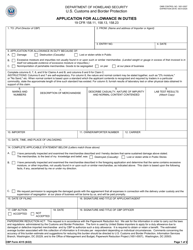 Document preview: CBP Form 4315 Application for Allowance in Duties