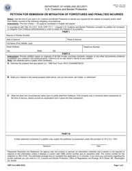 Document preview: CBP Form 4609 Petition for Remission or Mitigation of Forfeitures and Penalties
