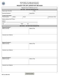 Document preview: CBP Form 6480 Request for CBP Laboratory Methods