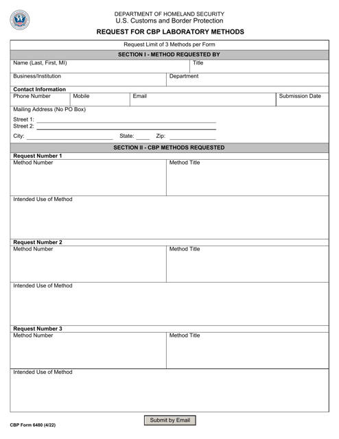 CBP Form 6480  Printable Pdf