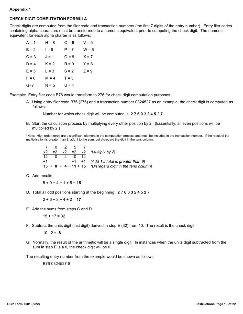 CBP Form 7501 Entry Summary, Page 22