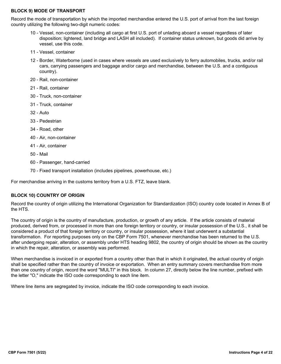 CBP Form 7501 Download Fillable PDF Or Fill Online Entry Summary ...