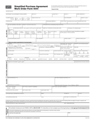 GPO Form 4044 Simplified Purchase Agreement Work Order