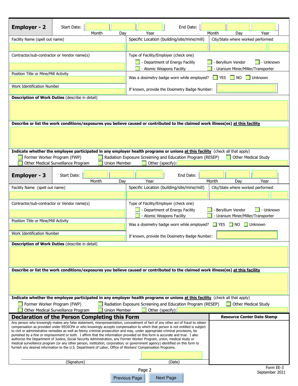 Form EE-3 - Fill Out, Sign Online and Download Fillable PDF ...