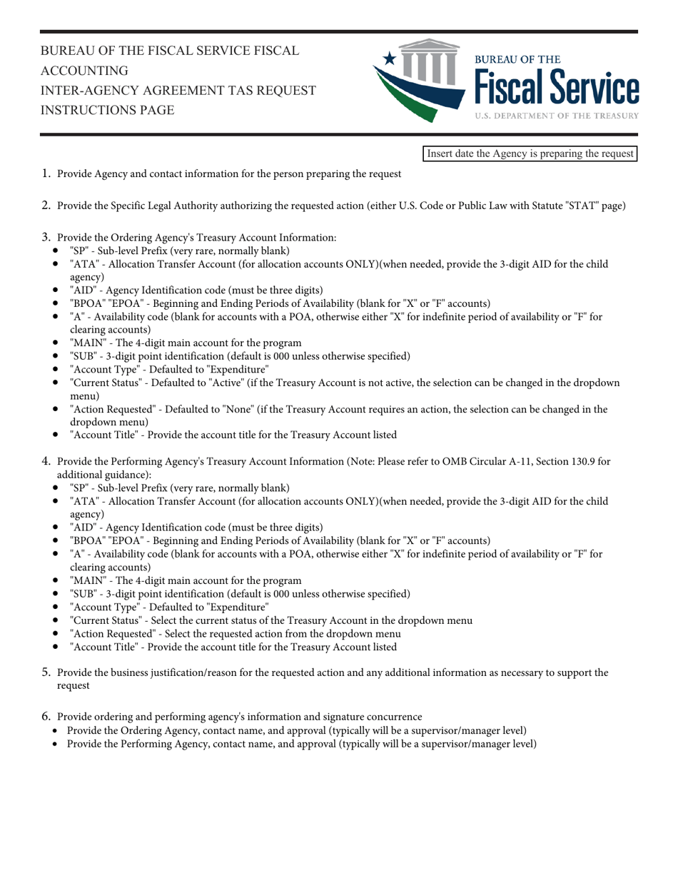 FS Form 000111 Inter-Agency Agreement Tas Request, Page 2
