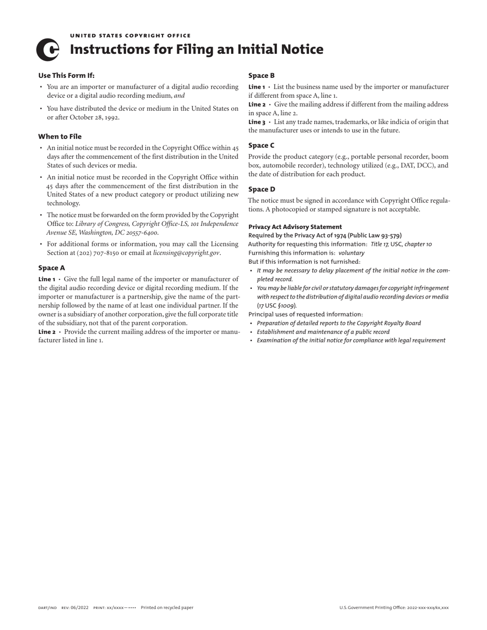 Initial Notice of Distribution of Digital Audio Recording Devices or Digital Audio Recording Media, Page 2