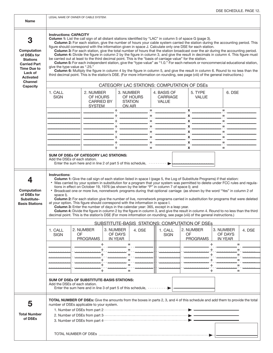 Form SA3 Statement of Account for Secondary Transmissions by Cable Systems (Long Form), Page 15