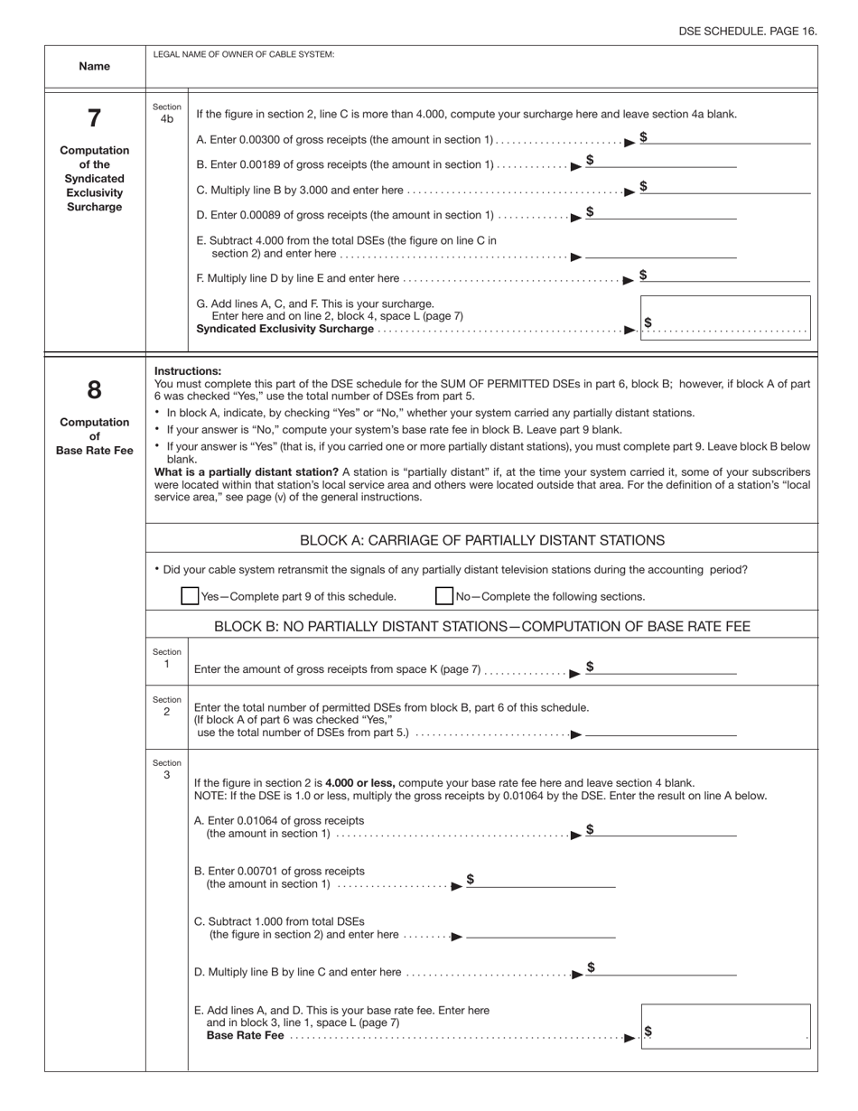Form SA3 Statement of Account for Secondary Transmissions by Cable Systems (Long Form), Page 19