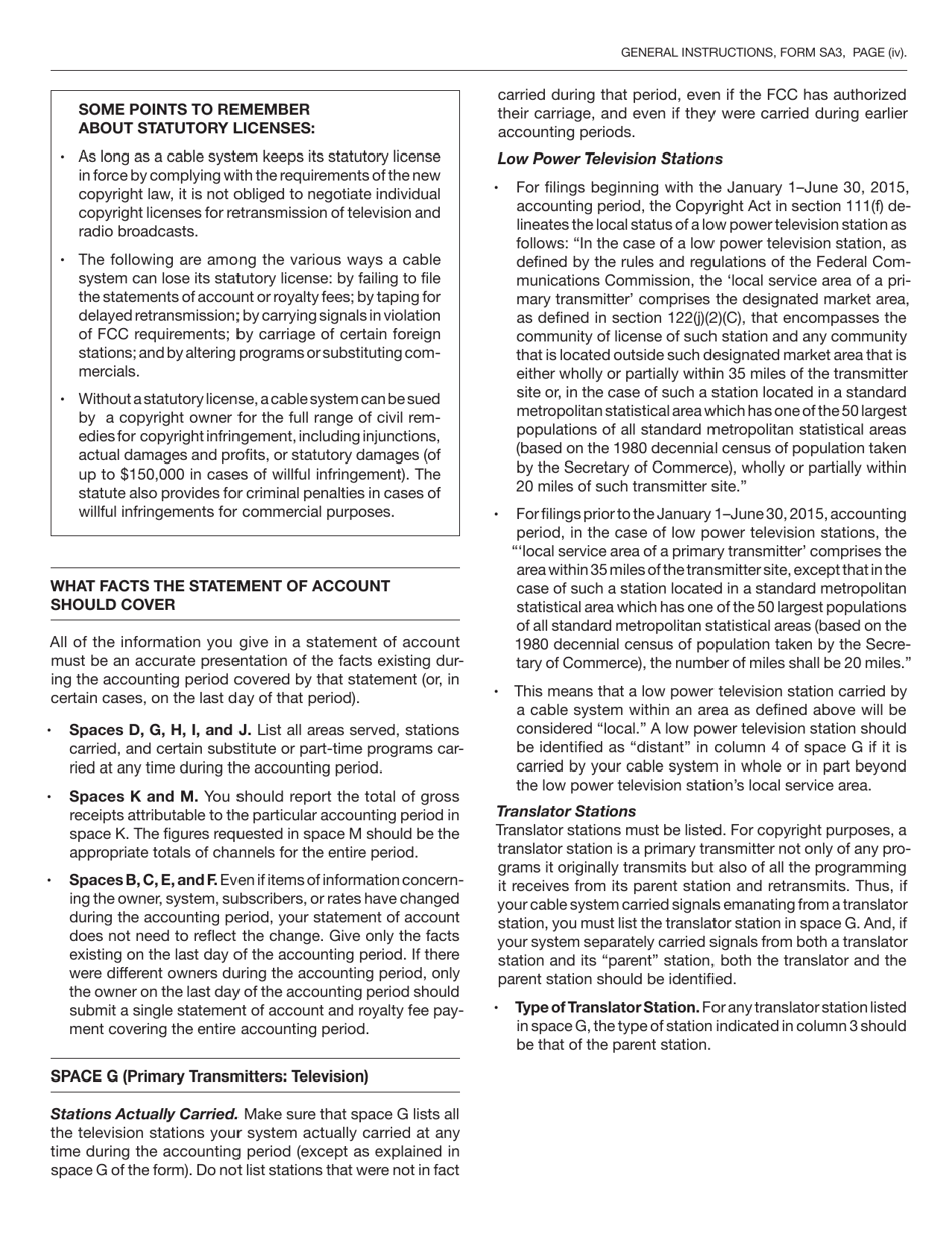 Form SA3 Statement of Account for Secondary Transmissions by Cable Systems (Long Form), Page 27