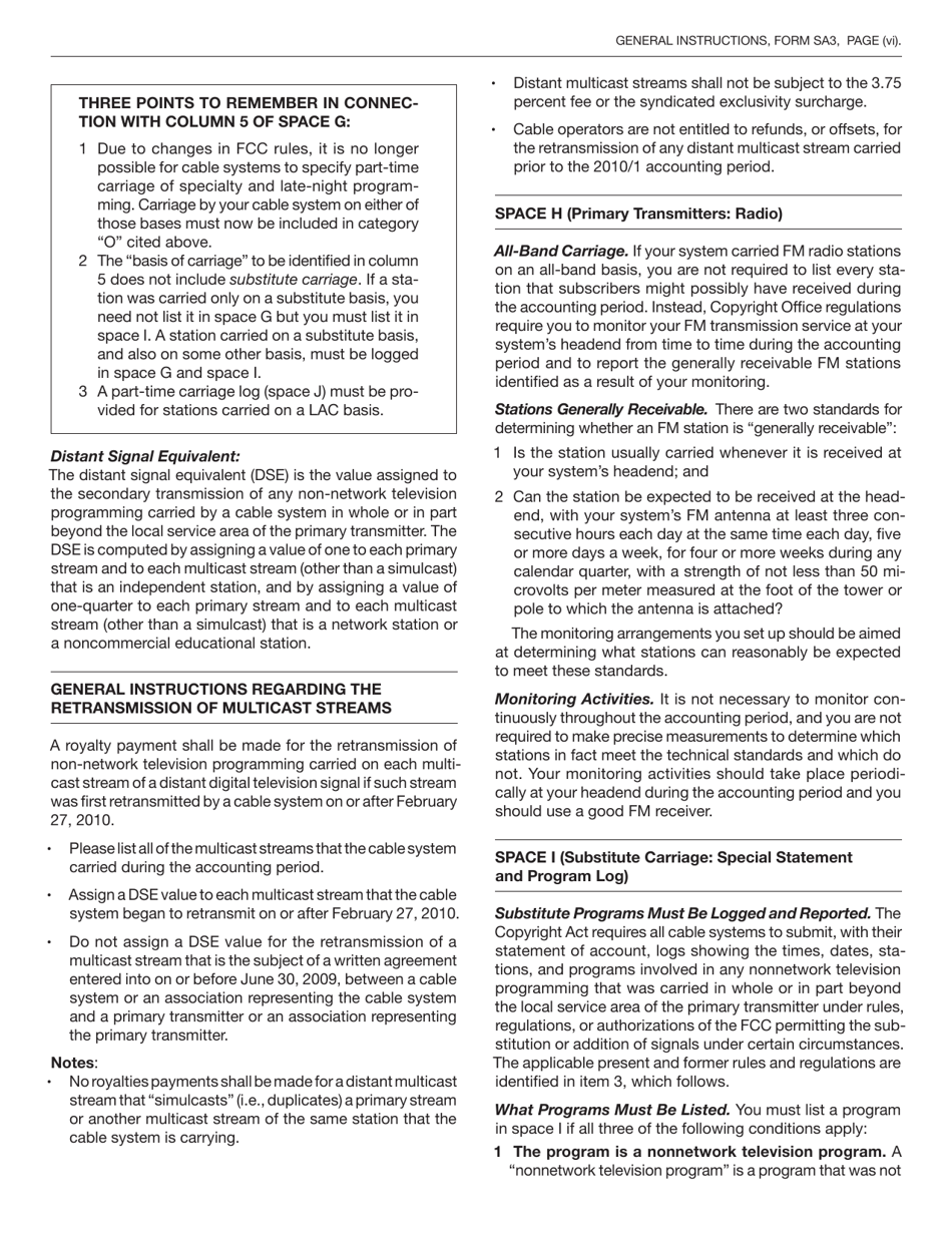 Form SA3 Statement of Account for Secondary Transmissions by Cable Systems (Long Form), Page 29