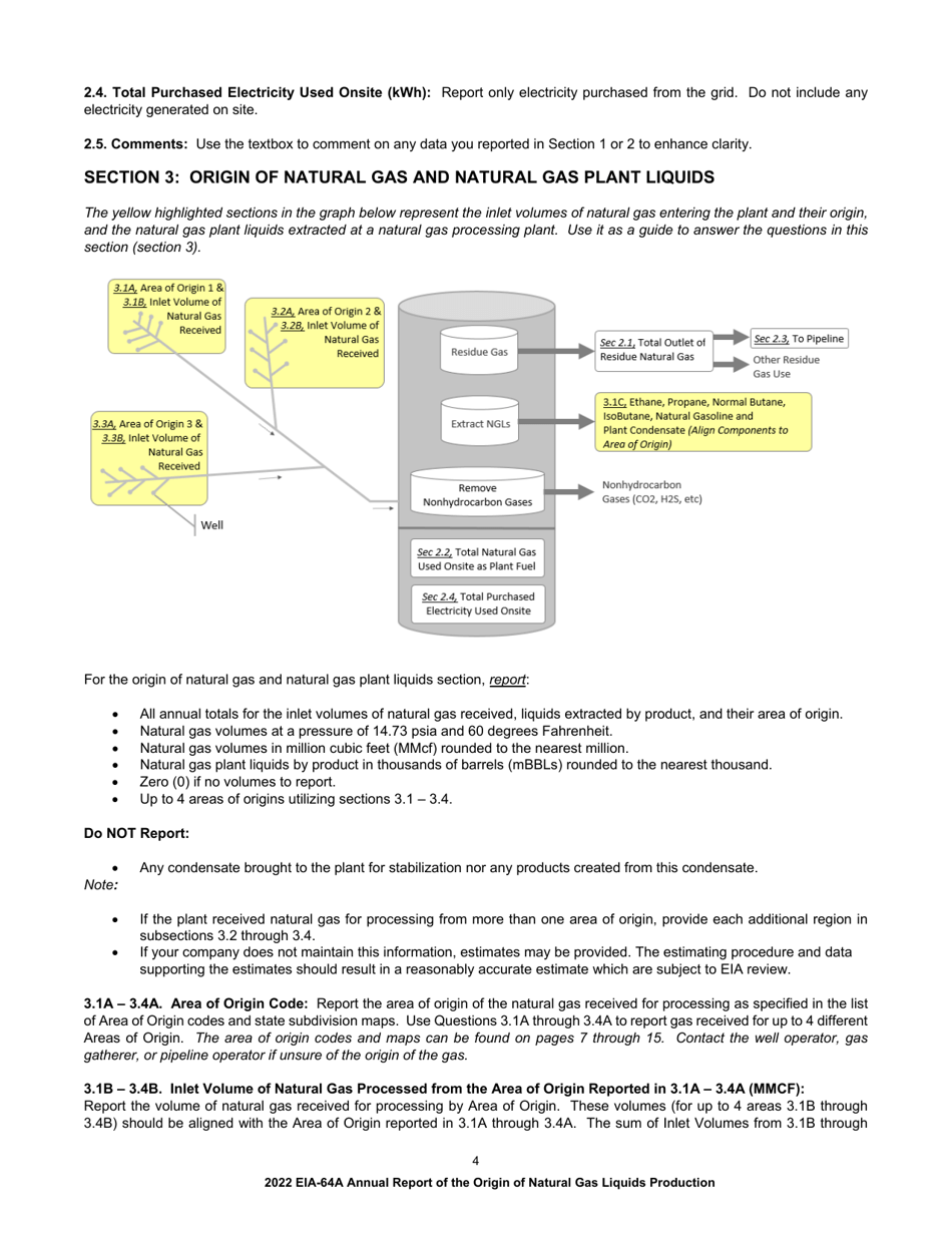 Instructions for Form EIA-64A Annual Report of the Origin of Natural Gas Liquids Production, Page 4