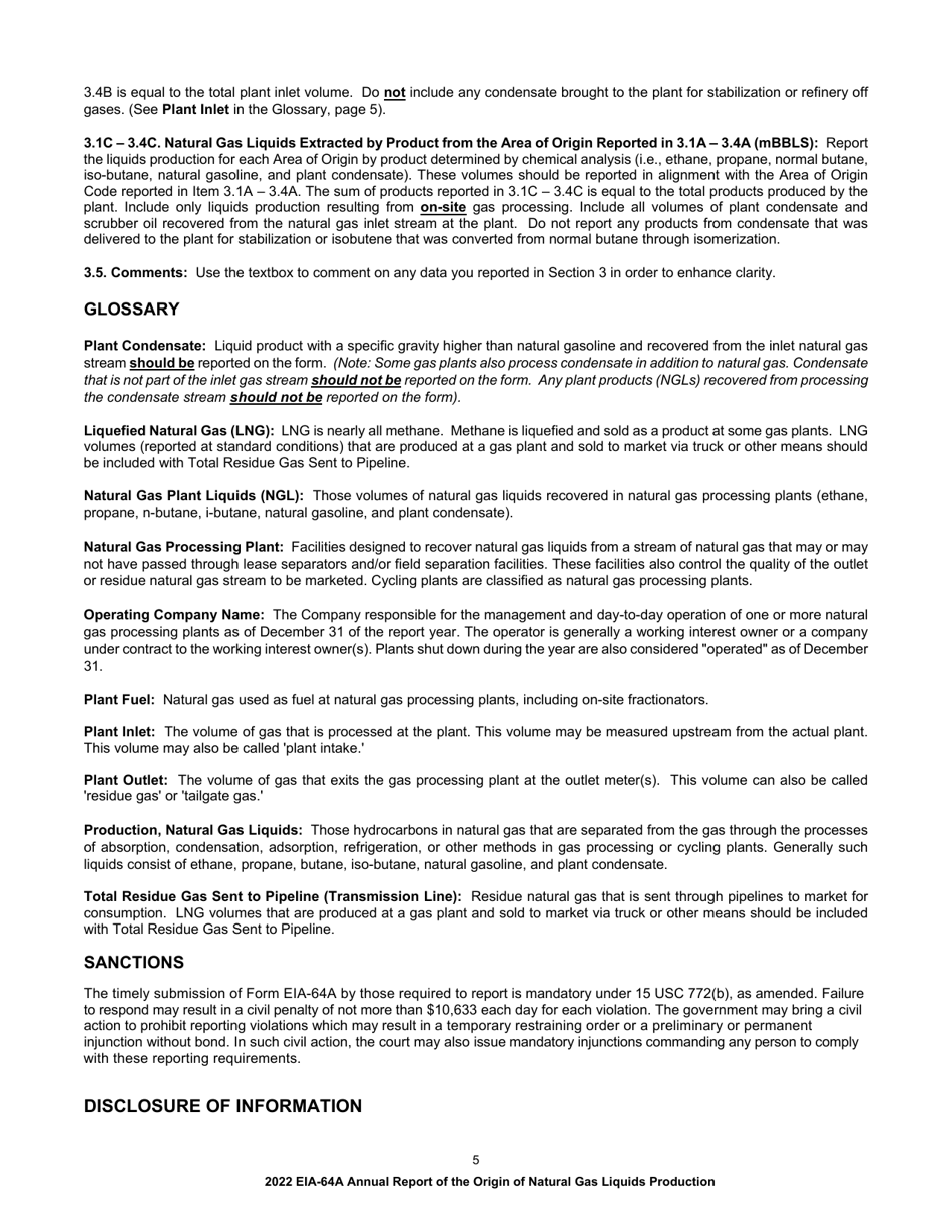 Instructions for Form EIA-64A Annual Report of the Origin of Natural Gas Liquids Production, Page 5