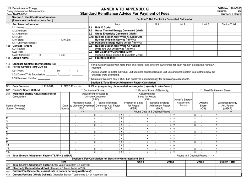 Form NWPA-830G Appendix G Download Fillable PDF or Fill Online Annex a ...