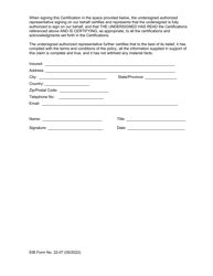 EIB Form 22-07 Insured Certifications to the Notice of Claim and Proof of Loss - Export Credit Insurance Policy, Page 2