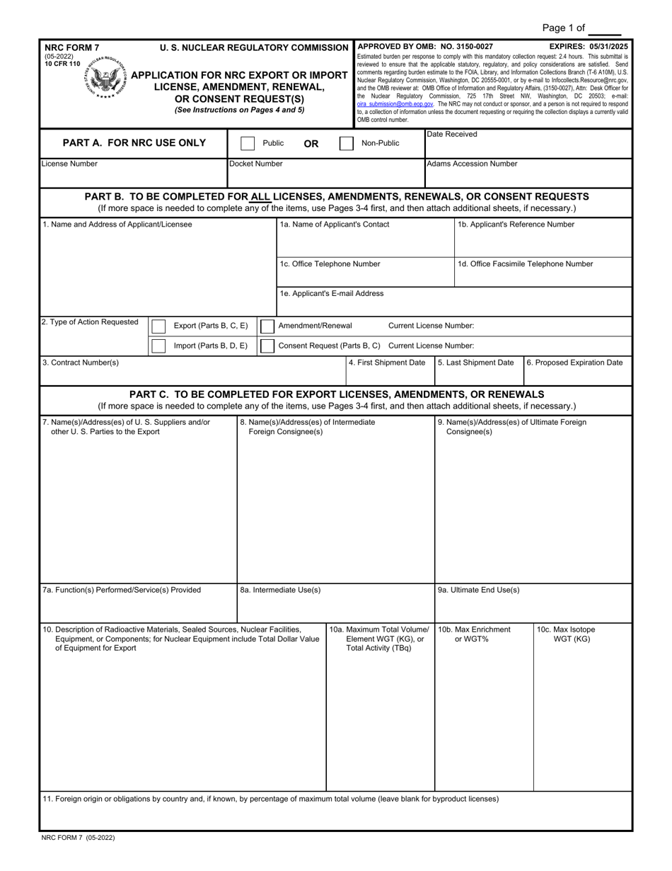 Nr7 R Form NRC Form 7 - Fill Out, Sign Online and Download Fillable PDF ...