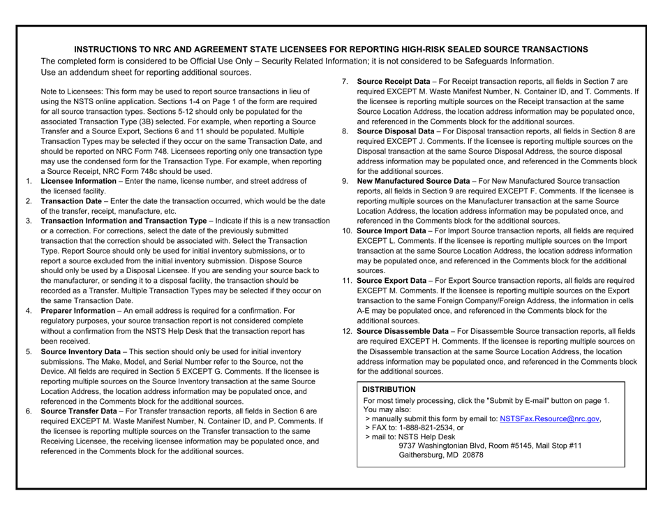 NRC Form 748 National Source Tracking Transaction Report (Long Form), Page 16