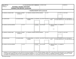 NRC Form 748 National Source Tracking Transaction Report (Long Form), Page 6