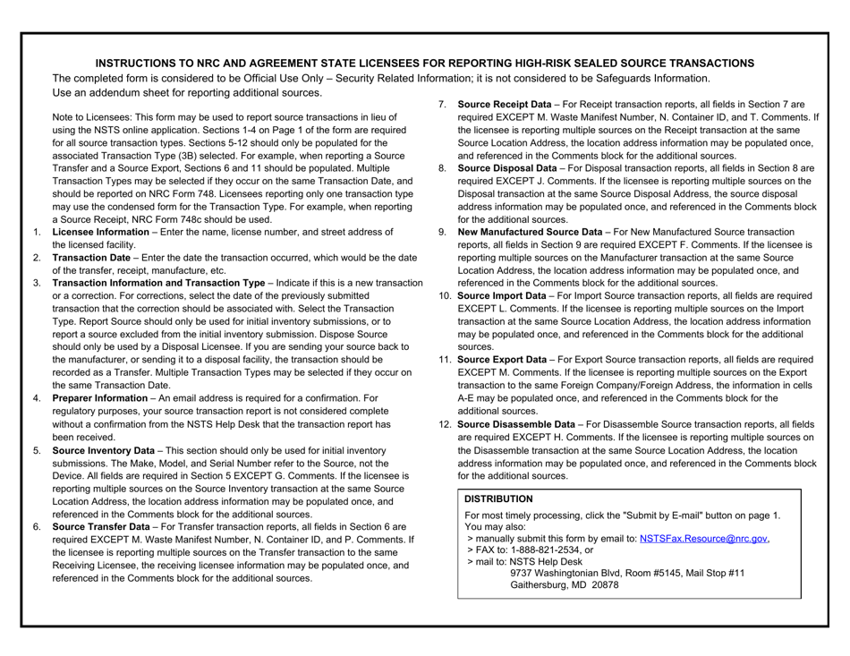 NRC Form 748F National Source Tracking Transaction Report - Import Source, Page 4