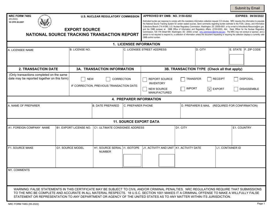 NRC Form 748G - Fill Out, Sign Online and Download Fillable PDF ...