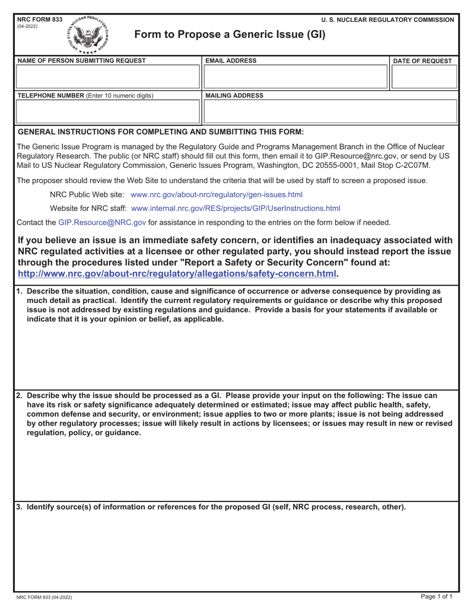 Form 833 - Fill Out, Sign Online and Download Fillable PDF | Templateroller