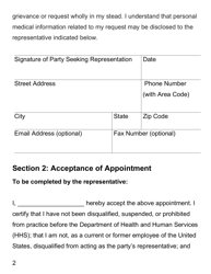 Form CMS-1696 Appointment of Representative - Large Print, Page 2