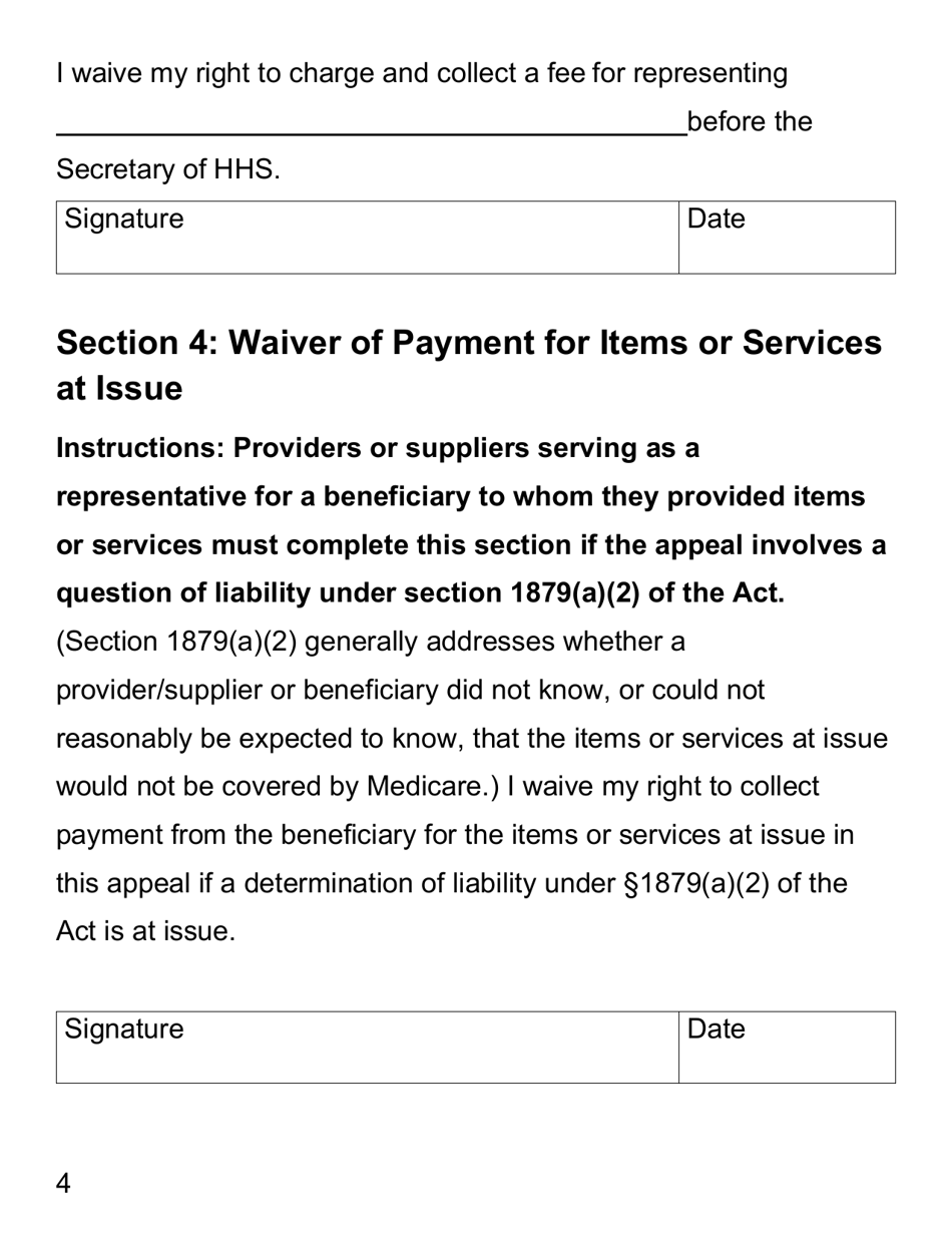 Form CMS-1696 Appointment of Representative - Large Print, Page 4