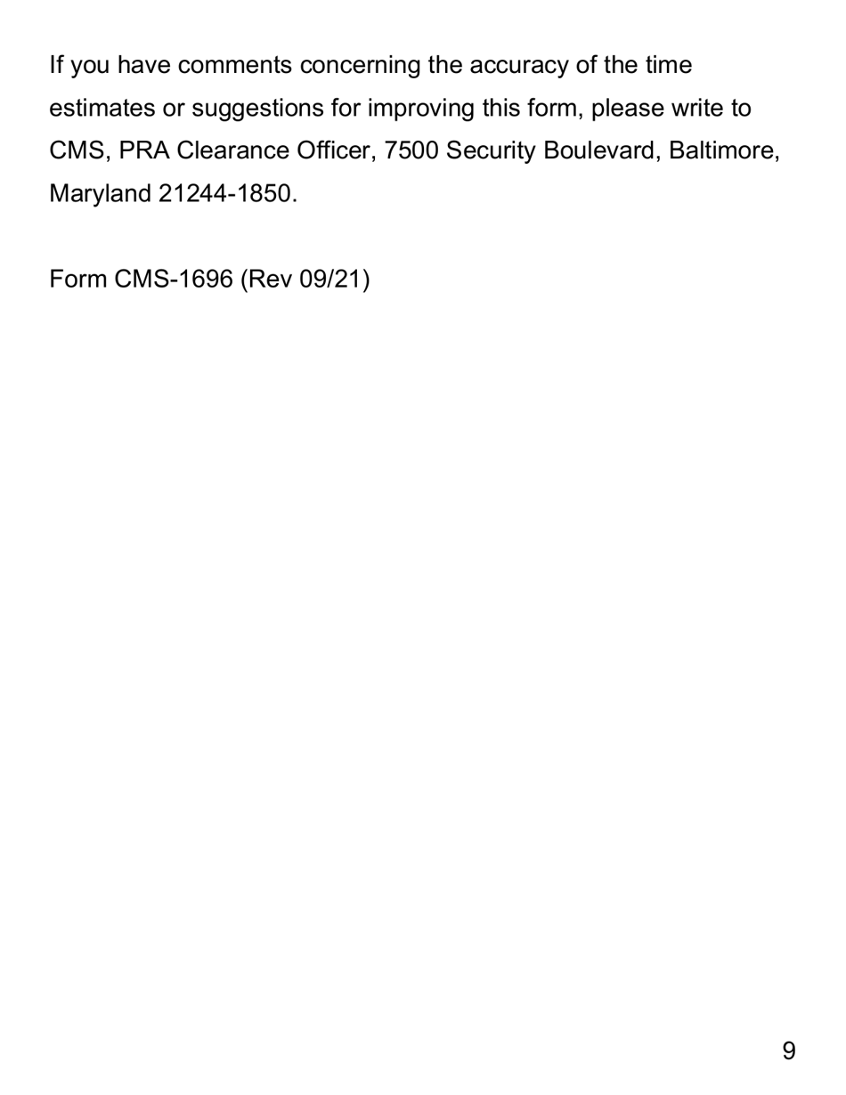 Form CMS-1696 Appointment of Representative - Large Print, Page 9