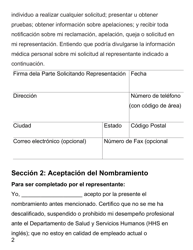 Formulario CMS-1696 Nombramiento De Un Representante - Letra Grande (Spanish), Page 2