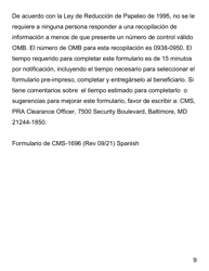 Formulario CMS-1696 Nombramiento De Un Representante - Letra Grande (Spanish), Page 9