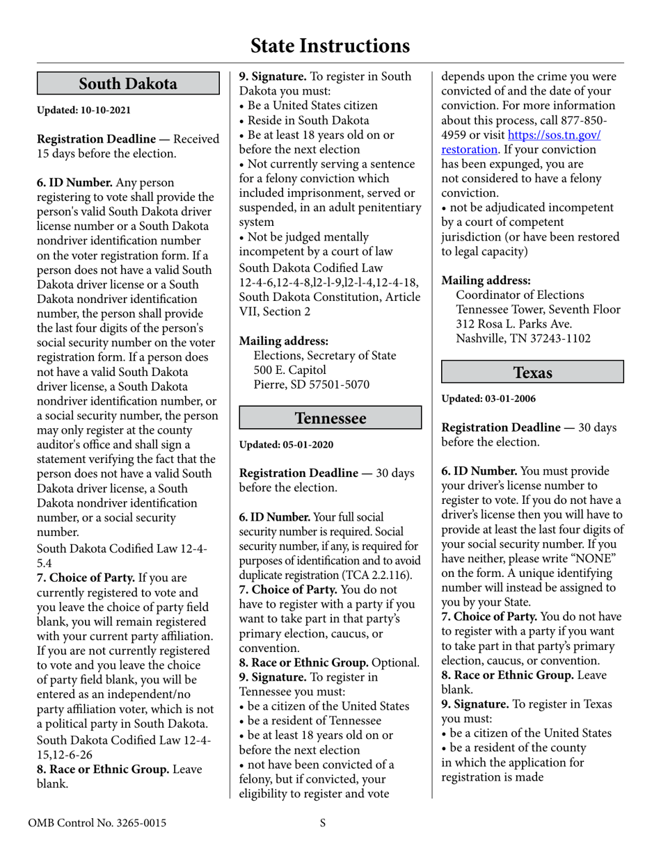 National Mail Voter Registration Form, Page 24