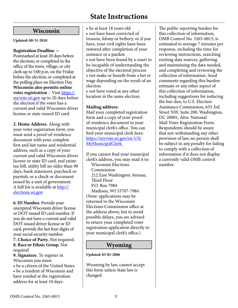 National Mail Voter Registration Form, Page 27