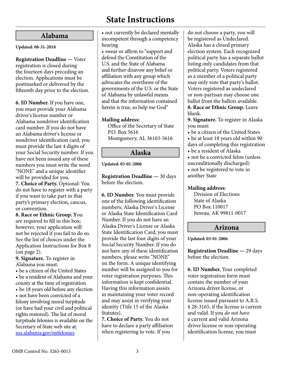 National Mail Voter Registration Form, Page 8