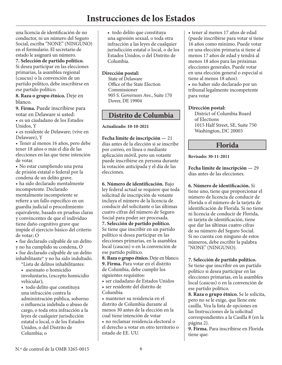 Solicitud De Inscripcion De Votante (English / Spanish), Page 11