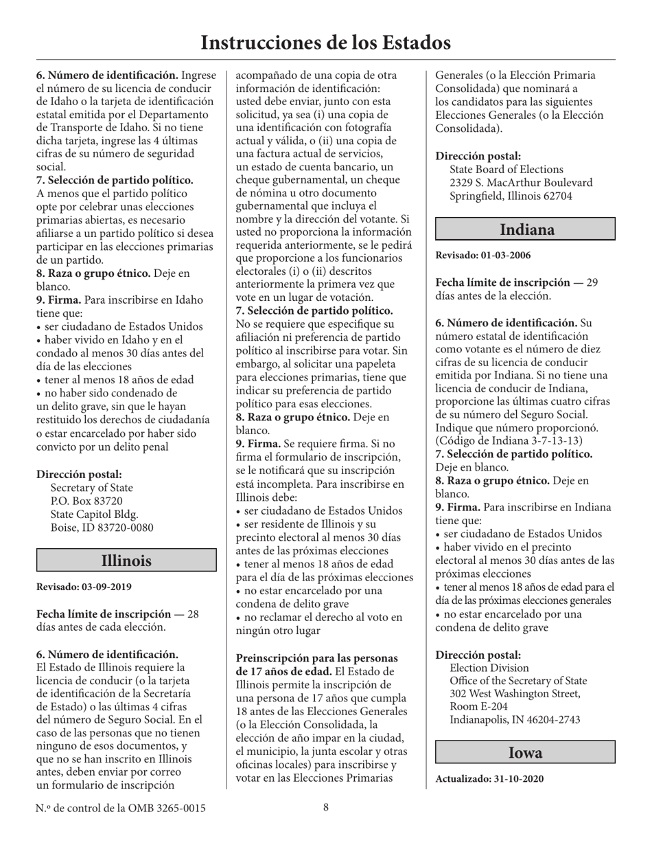 Solicitud De Inscripcion De Votante (English / Spanish), Page 13