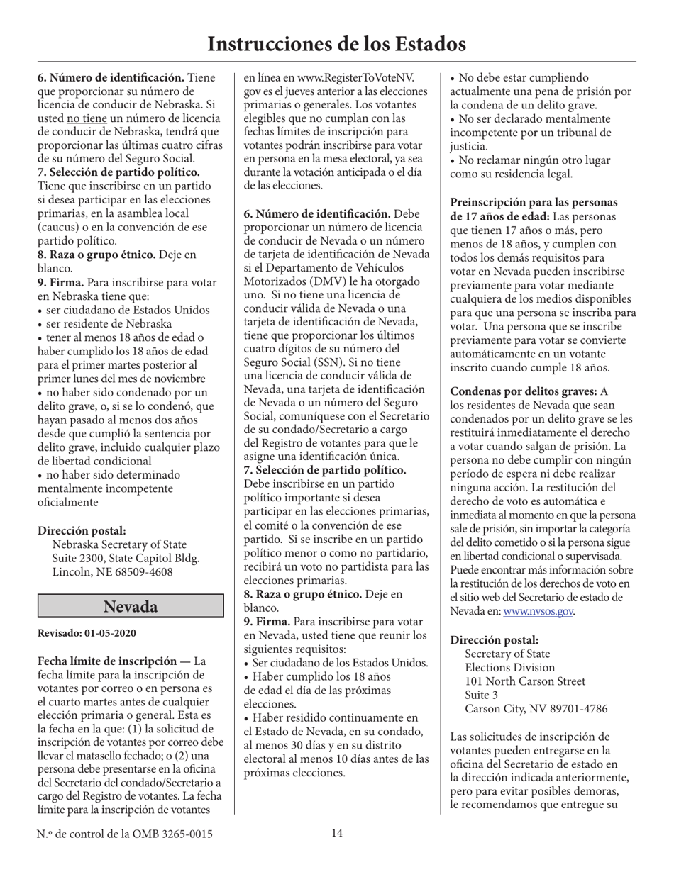 Solicitud De Inscripcion De Votante (English / Spanish), Page 19