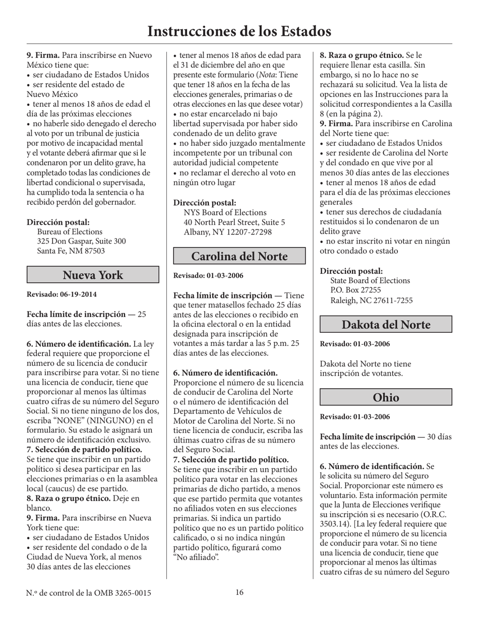 Solicitud De Inscripcion De Votante (English / Spanish), Page 21