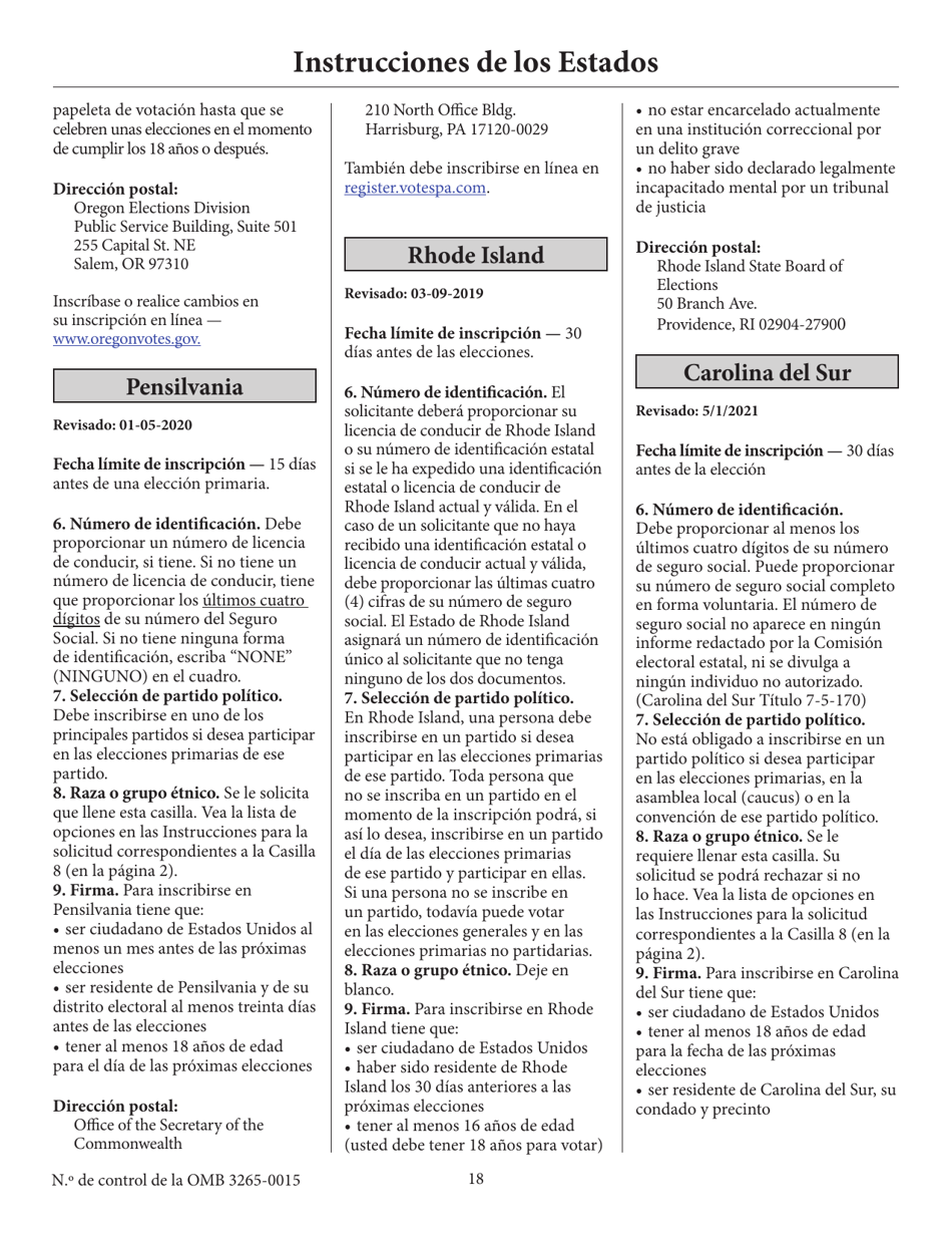 Solicitud De Inscripcion De Votante (English / Spanish), Page 23