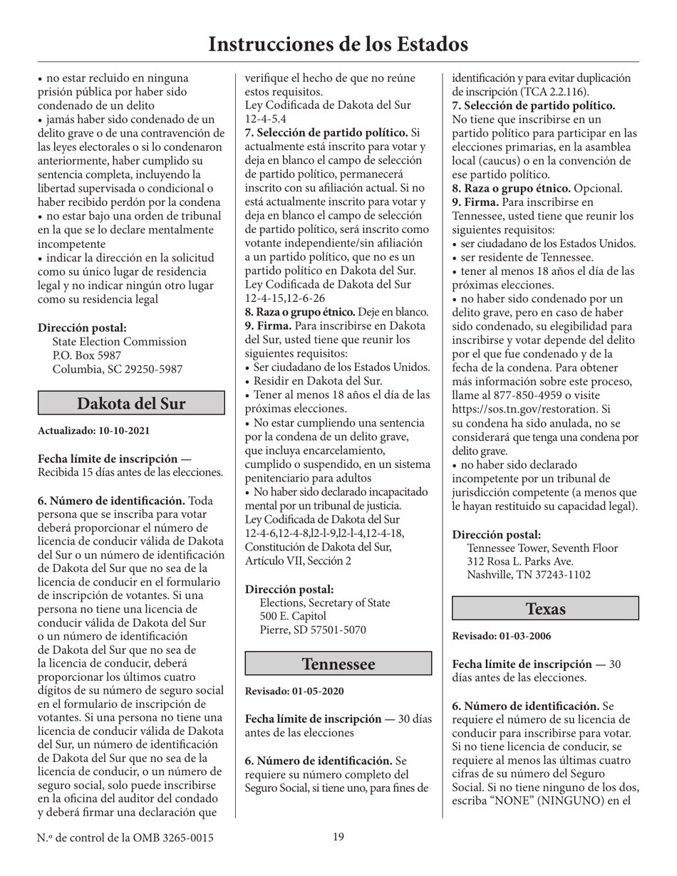Solicitud De Inscripcion De Votante (English / Spanish), Page 24