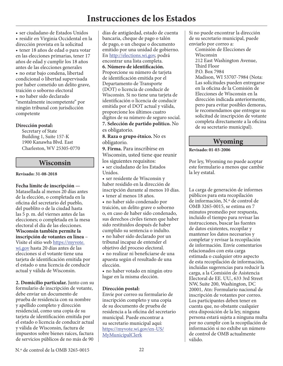 Solicitud De Inscripcion De Votante (English / Spanish), Page 27