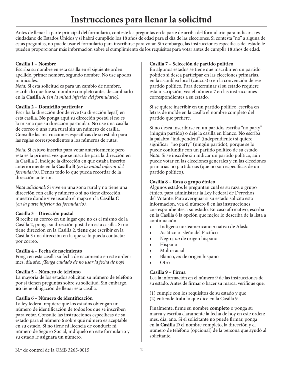 Solicitud De Inscripcion De Votante (English / Spanish), Page 3