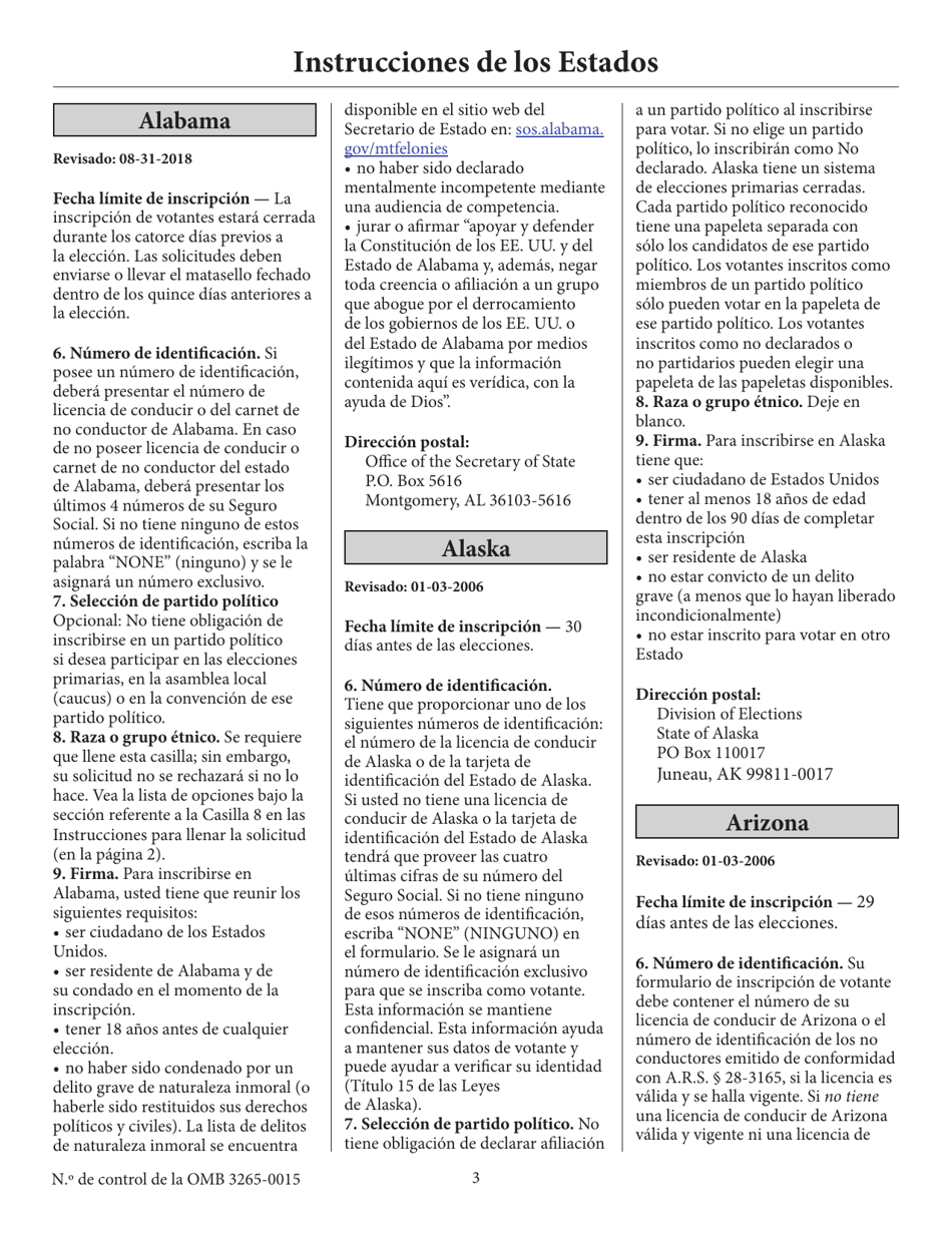 Solicitud De Inscripcion De Votante (English / Spanish), Page 8
