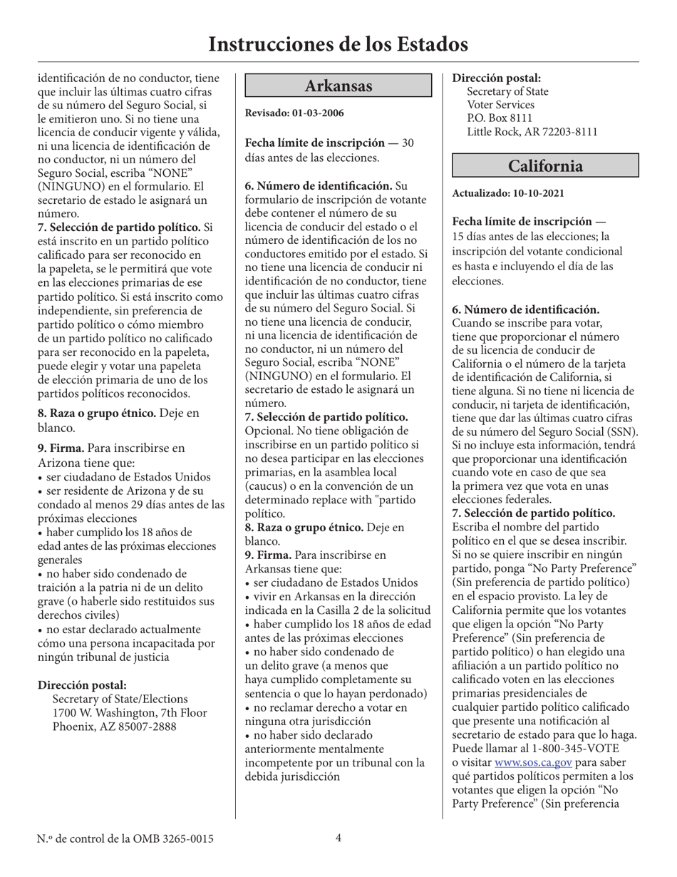 Solicitud De Inscripcion De Votante (English / Spanish), Page 9