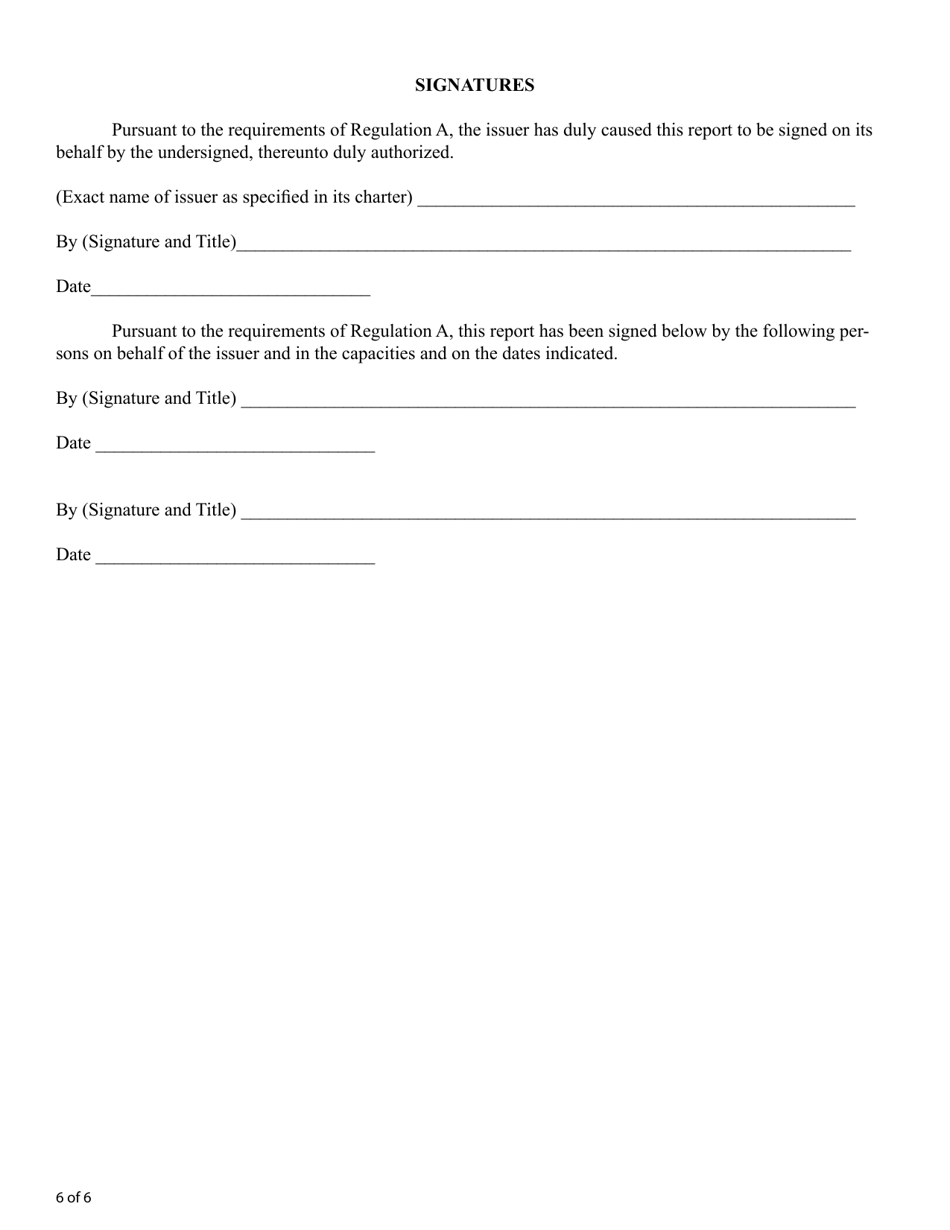 Form 1-K (SEC Form 2913) Annual Reports and Special Financial Reports, Page 6