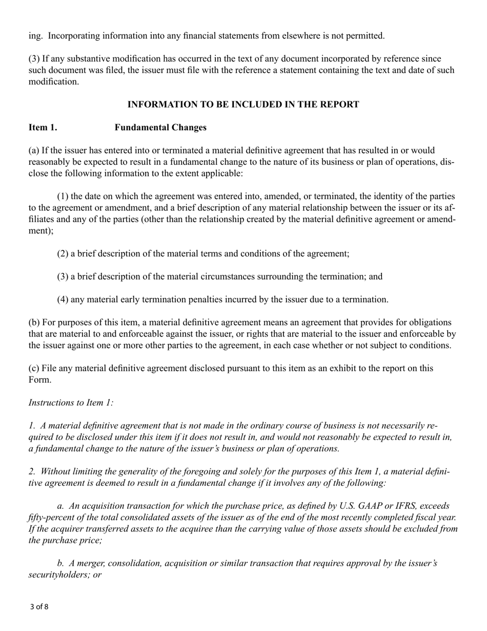 Form 1-U (SEC Form 2915) Current Report Pursuant to Regulation a, Page 3