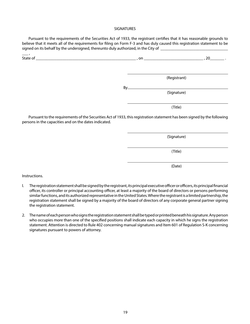 SEC Form 1983 (F-3) Registration Statement Under the Securities Act of 1933, Page 19