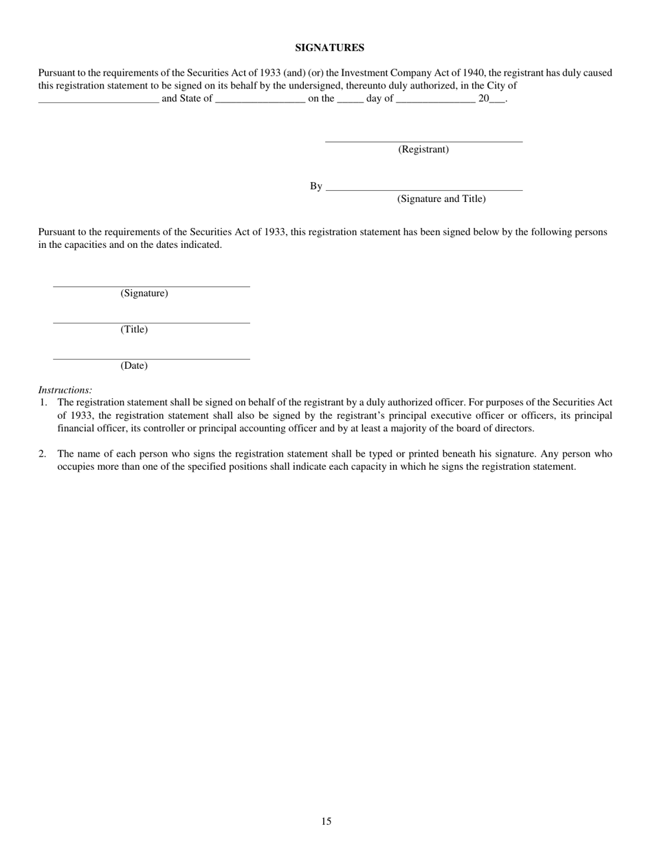 Form N-5 (SEC Form 0993) Registration Statement of Small Business Investment Company Under the Securities Act of 1933 and the Investment Company Act of 1940, Page 15