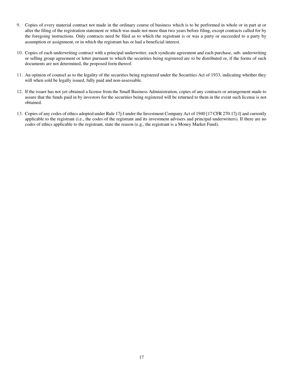 Form N-5 (SEC Form 0993) Registration Statement of Small Business Investment Company Under the Securities Act of 1933 and the Investment Company Act of 1940, Page 17