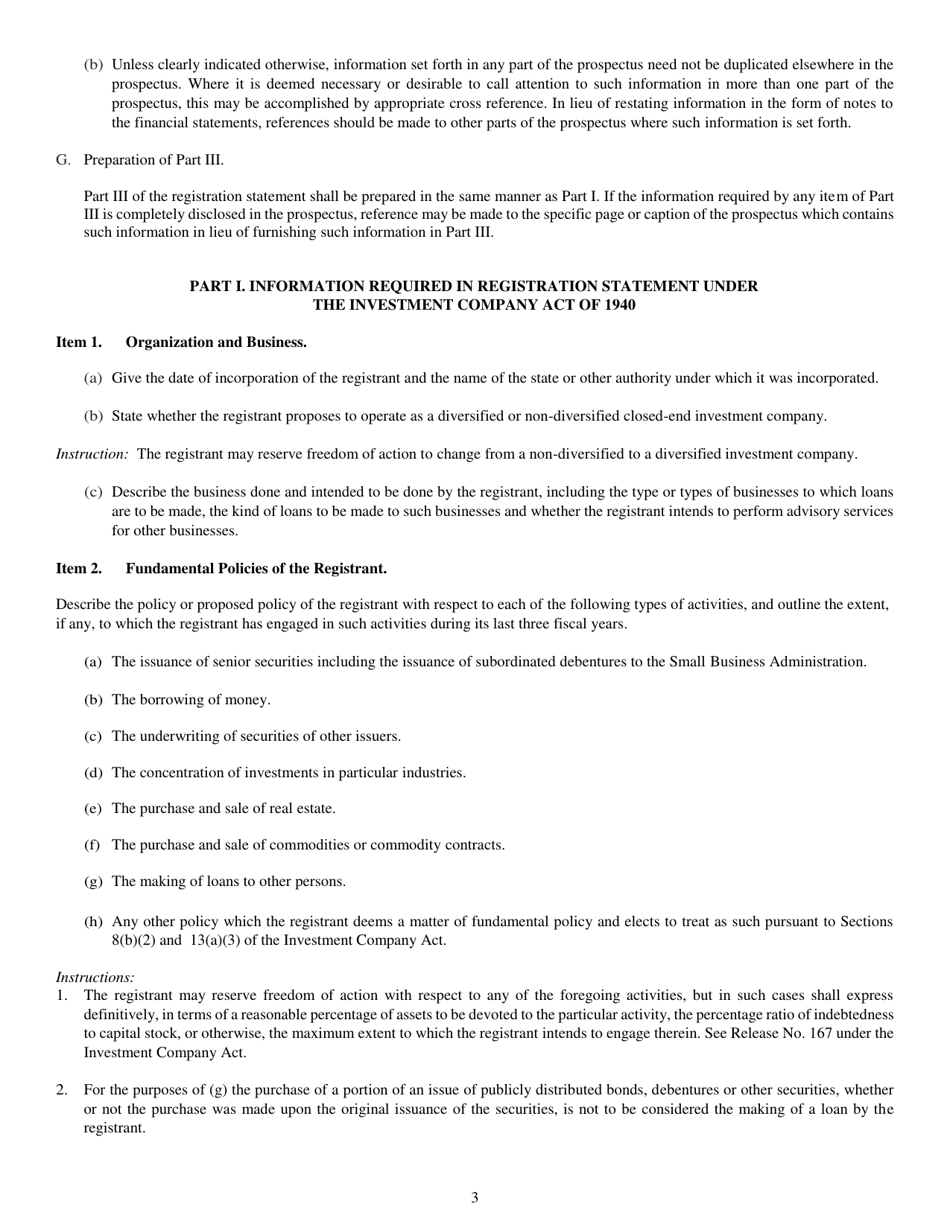 Form N-5 (SEC Form 0993) Registration Statement of Small Business Investment Company Under the Securities Act of 1933 and the Investment Company Act of 1940, Page 3