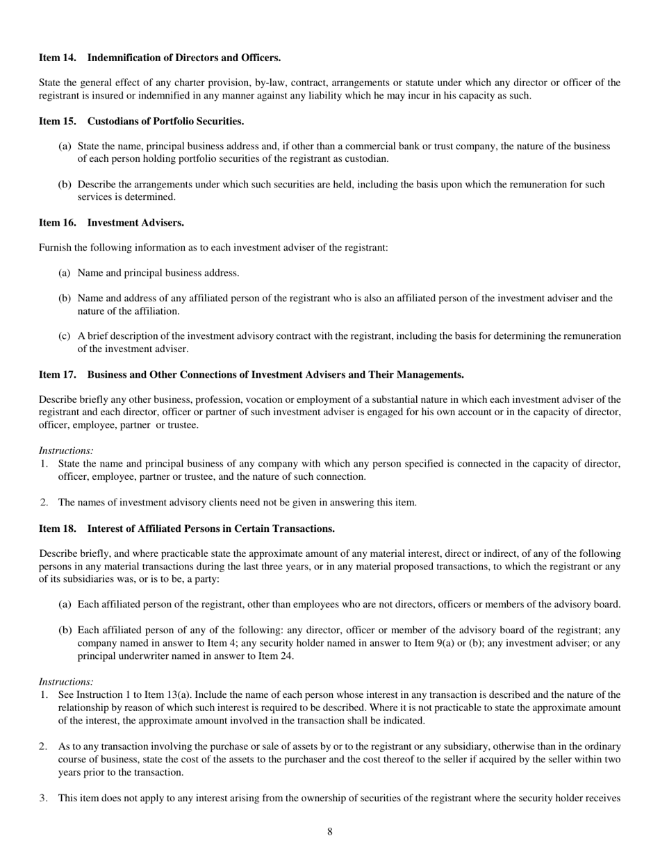 Form N-5 (SEC Form 0993) Registration Statement of Small Business Investment Company Under the Securities Act of 1933 and the Investment Company Act of 1940, Page 8