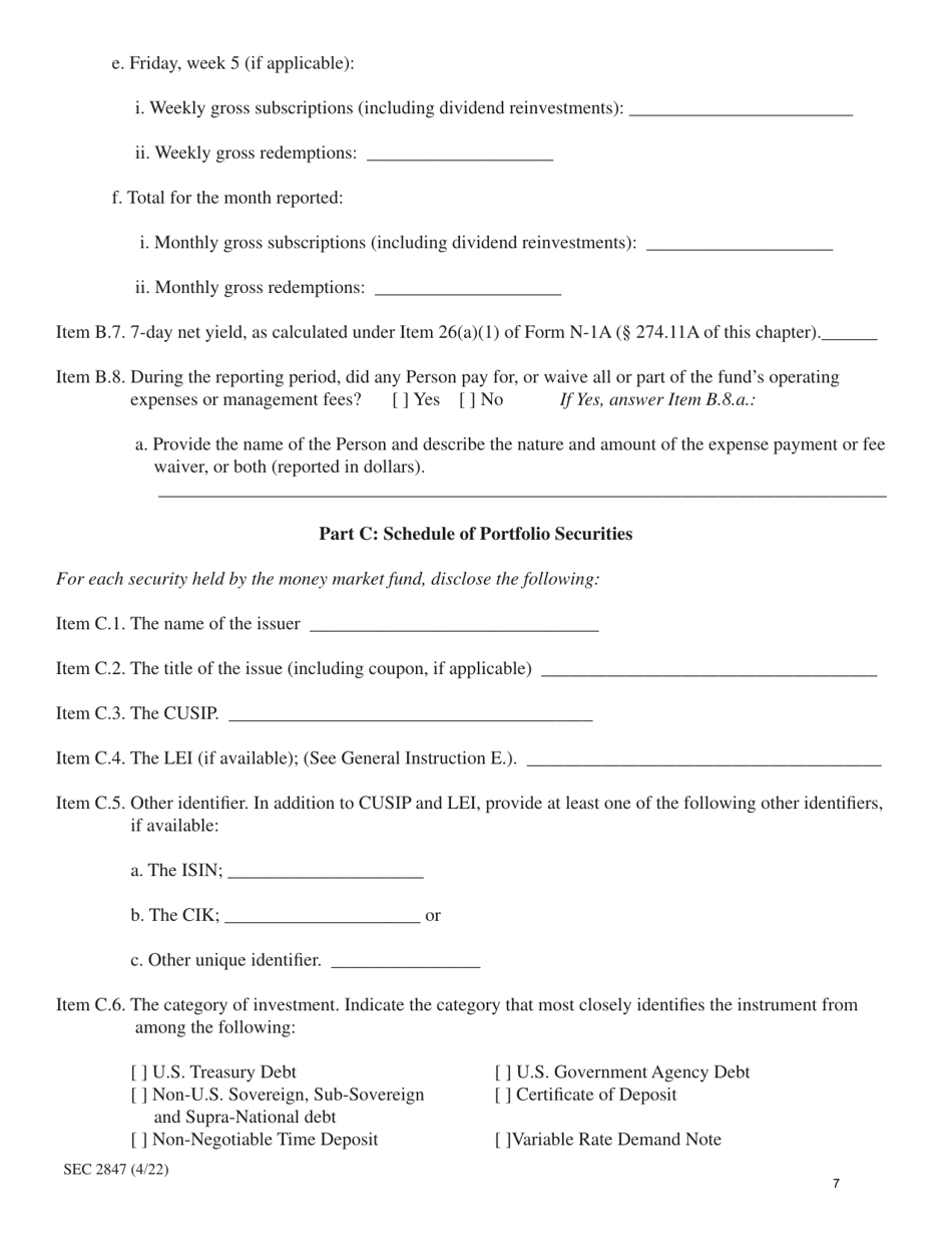 Form N-MFP (SEC Form 2847) Monthly Schedule of Portfolio Holdings of Money Market Funds, Page 7